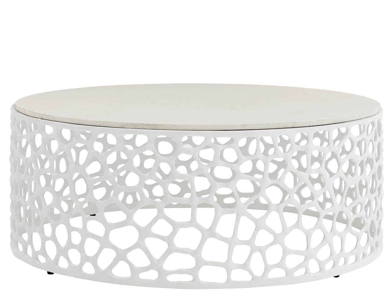 Coral White/Quartz Stone Cocktail Table - Ornate Home