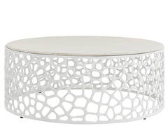 Coral White/Quartz Stone Cocktail Table - Ornate Home