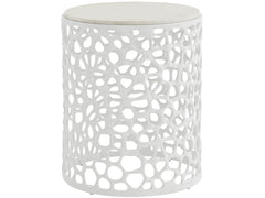 Coral White/Quartz Stone Side Table - Ornate Home