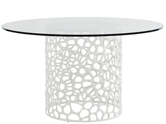 Coral White/Tempered Glass Dining Table 54 - Ornate Home