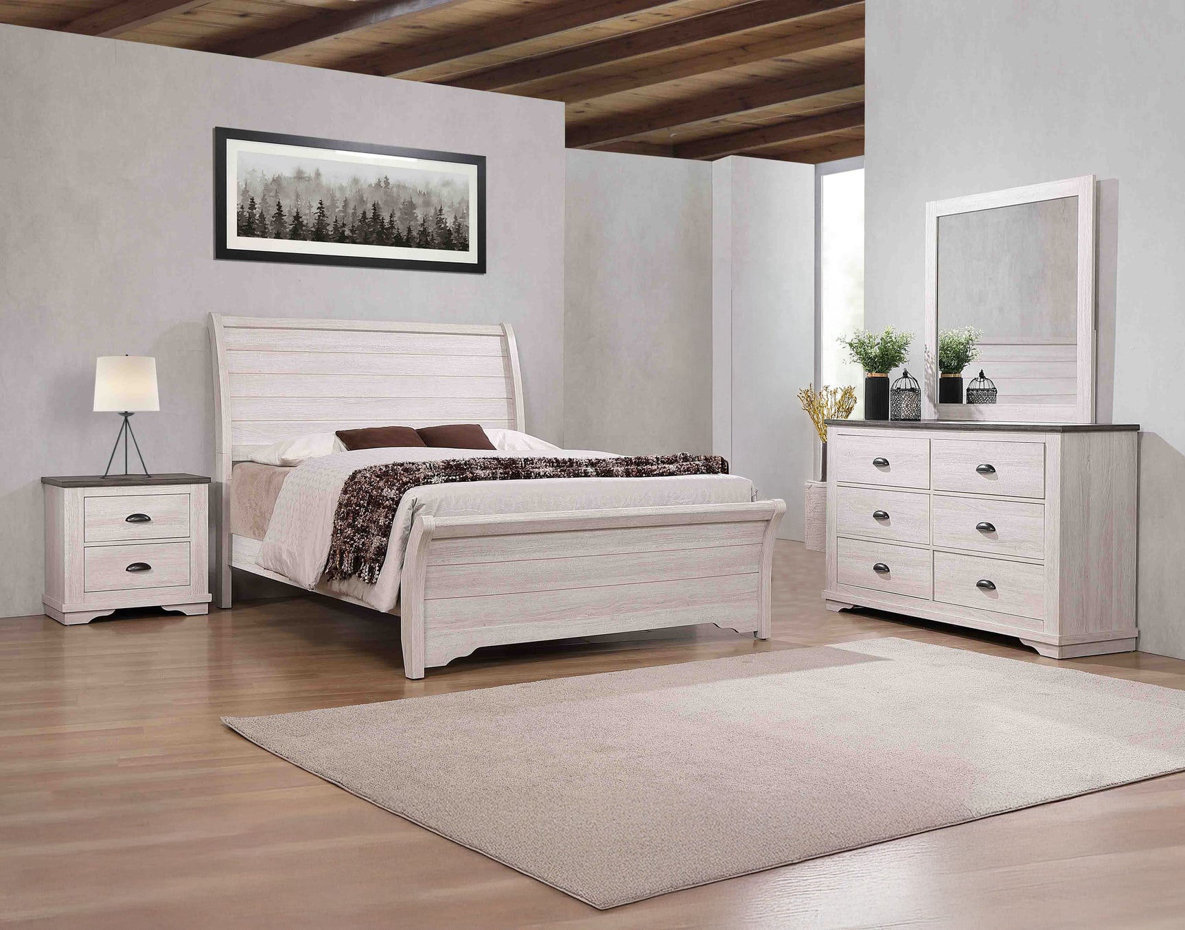 Coralee Chalk/Grey Sleigh Bedroom Set - Ornate Home