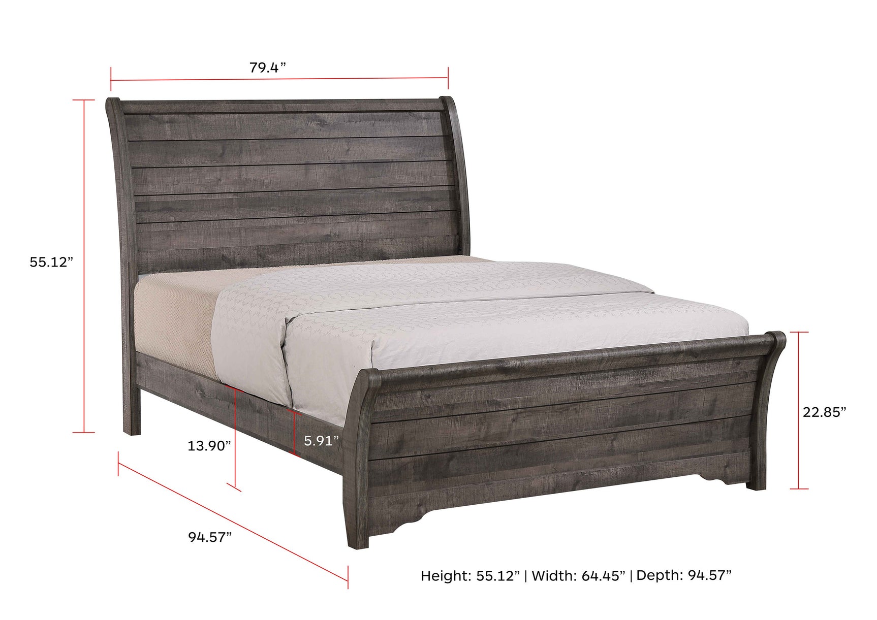Coralee Gray Sleigh Bedroom Set - Ornate Home