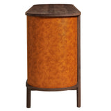Coralie Walnut/Tan Curved 6-Drawer Vegan Leather Oval Dresser - Ornate Home