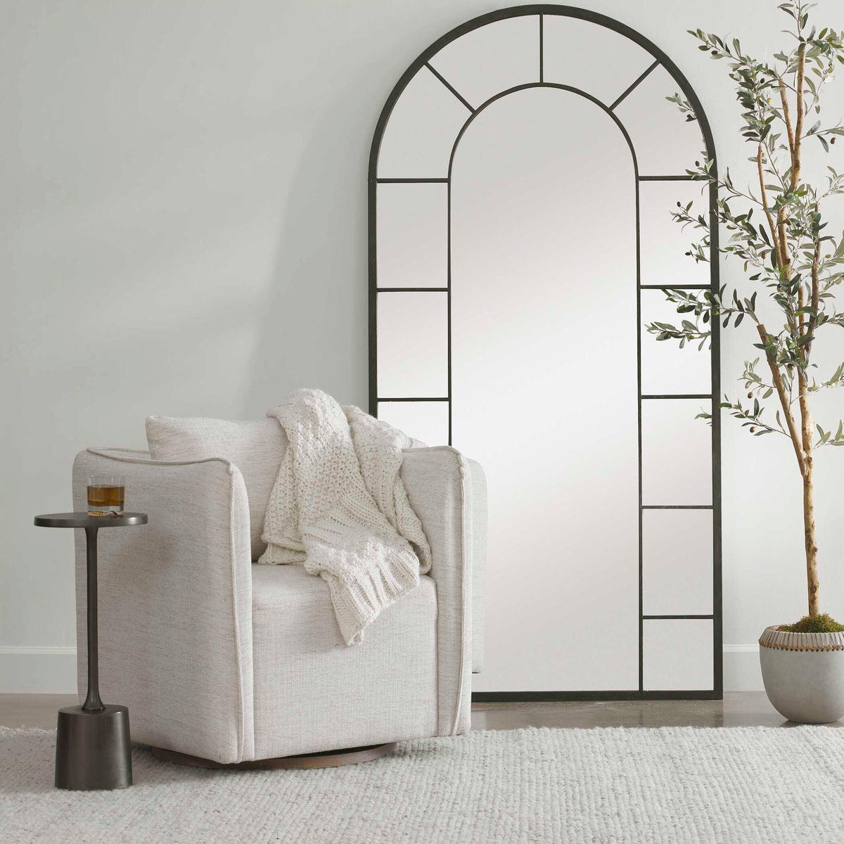 Corben White Swivel Armchair - Ornate Home