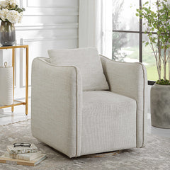 Corben White Swivel Armchair - Ornate Home