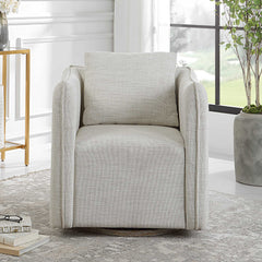Corben White Swivel Armchair - Ornate Home