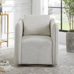 Corben White Swivel Armchair - Ornate Home
