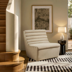 Corbin Bisque Performance Fleece Armless Accent Chair - Ornate Home