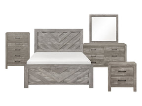 Corbin Gray 5-Piece Queen Bedroom Set (V-Pattern) - Ornate Home
