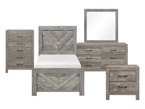 Corbin Gray 5-Piece Twin Bedroom Set (V-Pattern) - Ornate Home