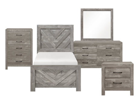 Corbin Gray 5-Piece Twin Bedroom Set (V-Pattern) - Ornate Home