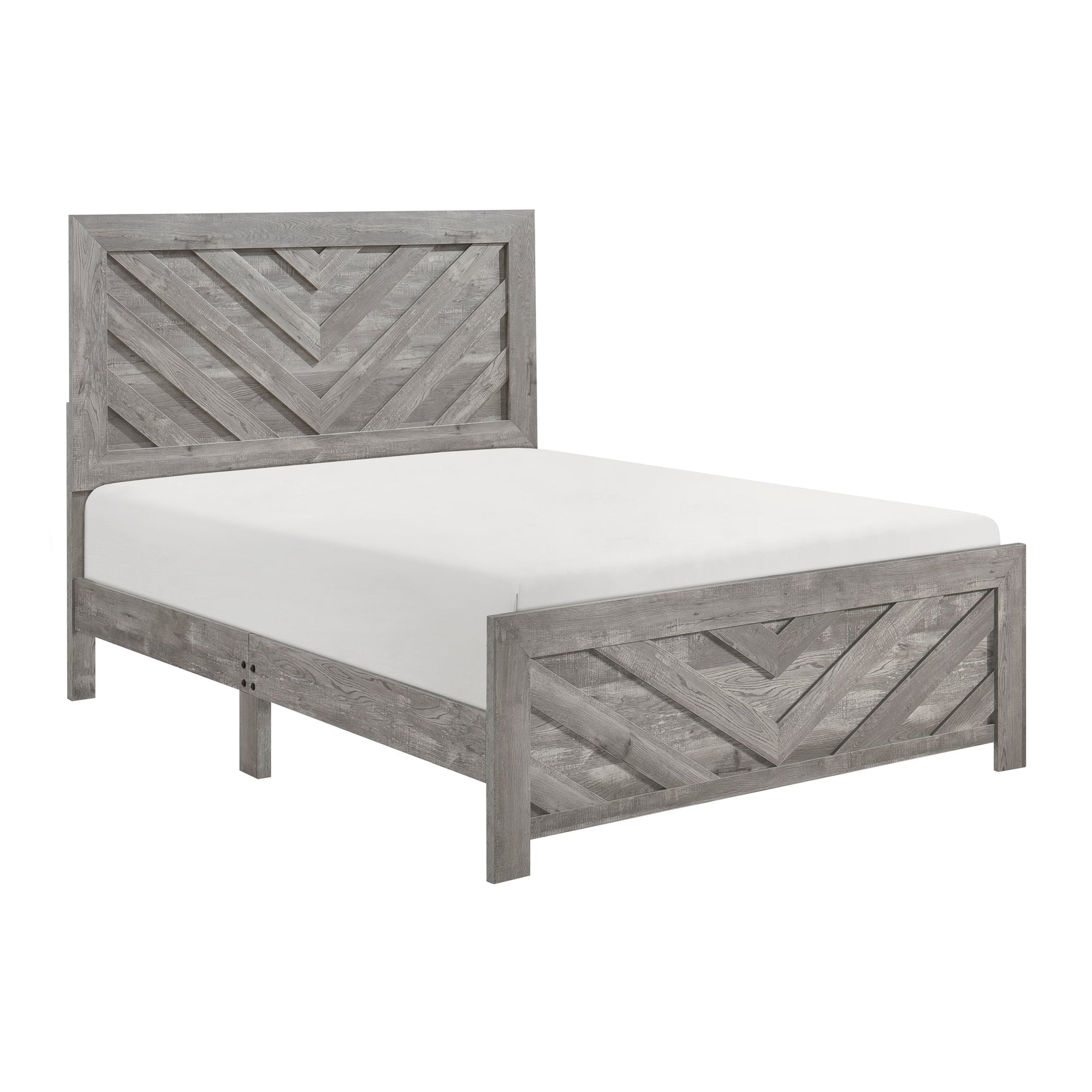 Corbin Gray Chevron Pattern California King Bed - Ornate Home