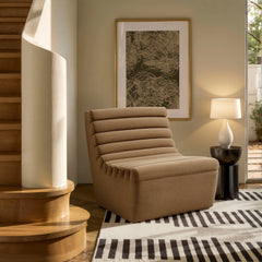 Corbin Latte Performance Fleece Armless Accent Chair - Ornate Home
