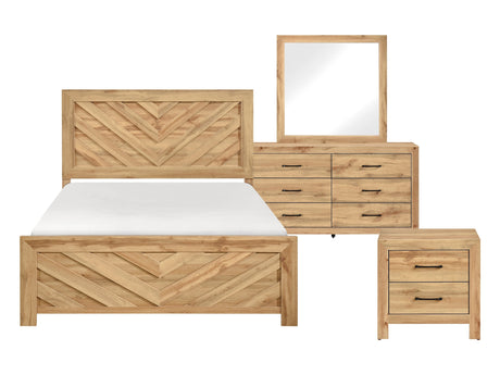 Corbin Natural 4-Piece Queen Bedroom Set (V-Pattern) - Ornate Home