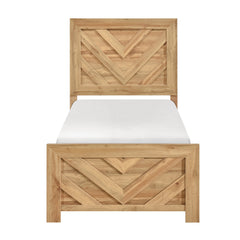Corbin Natural 4-Piece Twin Bedroom Set (V-Pattern) - Ornate Home