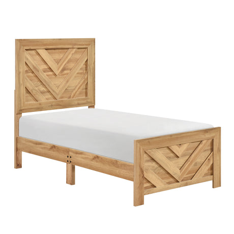 Corbin Natural 4-Piece Twin Bedroom Set (V-Pattern) - Ornate Home