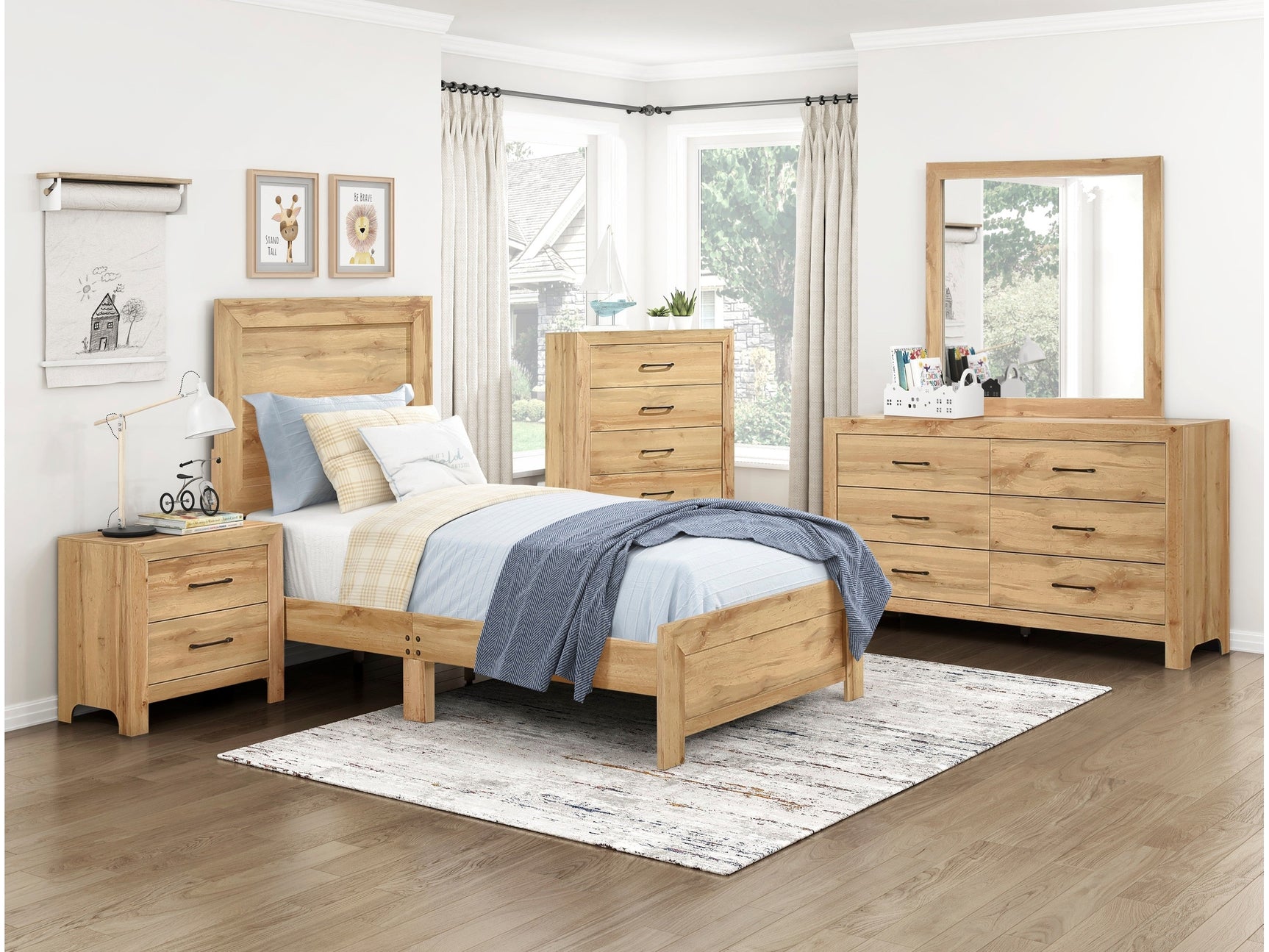 Corbin Natural 5-Piece Twin Bedroom Set - Ornate Home