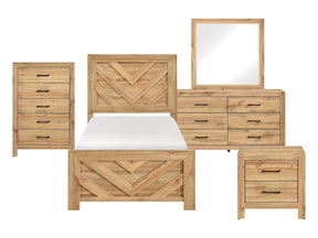 Corbin Natural 5-Piece Twin Bedroom Set (V-Pattern) - Ornate Home