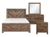 Corbin Rustic Brown 4-Piece Queen Bedroom Set (V-Pattern) - Ornate Home