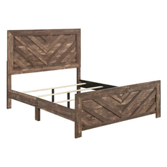 Corbin Rustic Brown 4-Piece Queen Bedroom Set (V-Pattern) - Ornate Home