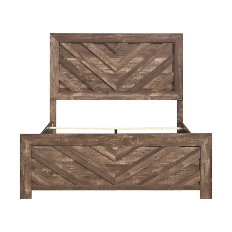 Corbin Rustic Brown 4-Piece Queen Bedroom Set (V-Pattern) - Ornate Home