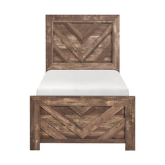 Corbin Rustic Brown 4-Piece Twin Bedroom Set (V-Pattern) - Ornate Home