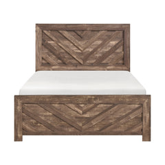 Corbin Rustic Brown 5-Piece Queen Bedroom Set (V-Pattern) - Ornate Home