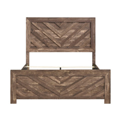 Corbin Rustic Brown 5-Piece Queen Bedroom Set (V-Pattern) - Ornate Home