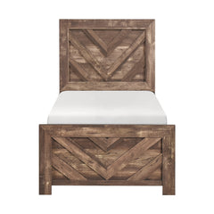 Corbin Rustic Brown 5-Piece Twin Bedroom Set (V-Pattern) - Ornate Home