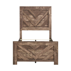 Corbin Rustic Brown 5-Piece Twin Bedroom Set (V-Pattern) - Ornate Home