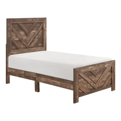 Corbin Rustic Brown 5-Piece Twin Bedroom Set (V-Pattern) - Ornate Home