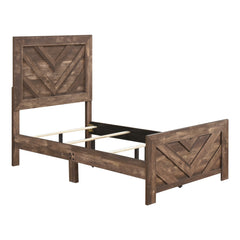 Corbin Rustic Brown 5-Piece Twin Bedroom Set (V-Pattern) - Ornate Home