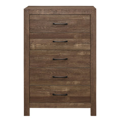 Corbin Rustic Brown 5-Piece Twin Bedroom Set (V-Pattern) - Ornate Home