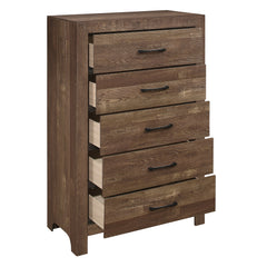 Corbin Rustic Brown 5-Piece Twin Bedroom Set (V-Pattern) - Ornate Home