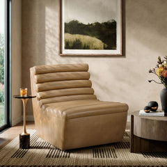 Corbin Toast Vegan Leather Armless Accent Chair - Ornate Home