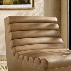 Corbin Toast Vegan Leather Armless Accent Chair - Ornate Home