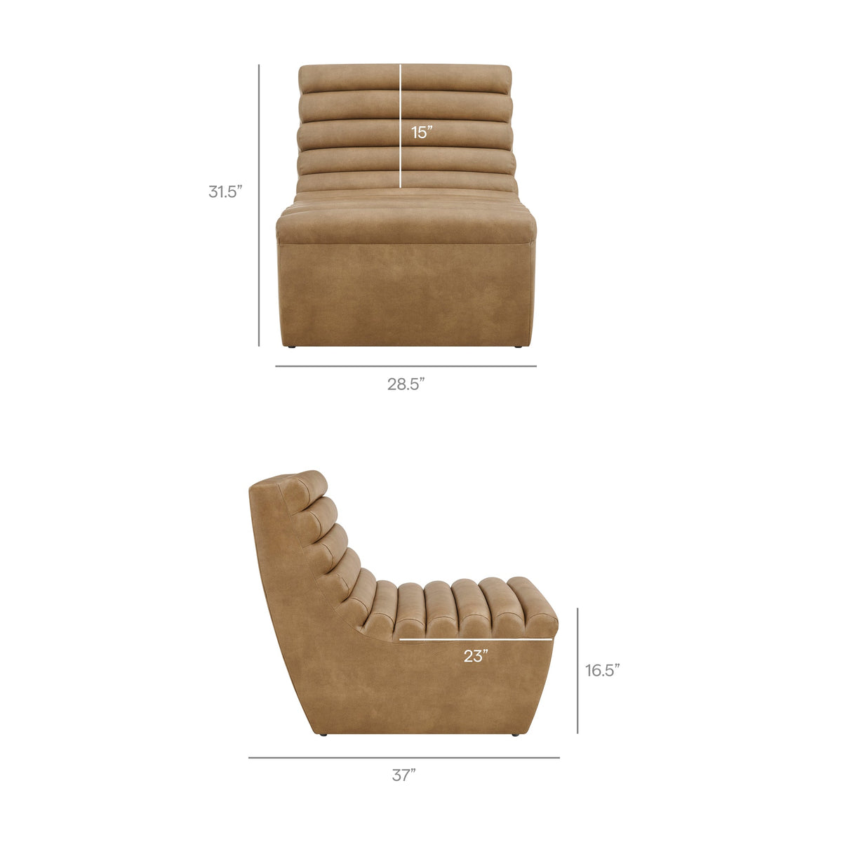 Corbin Toast Vegan Leather Armless Accent Chair - Ornate Home