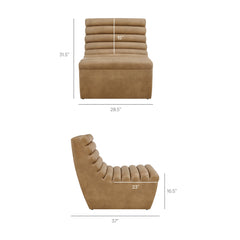 Corbin Toast Vegan Leather Armless Accent Chair - Ornate Home