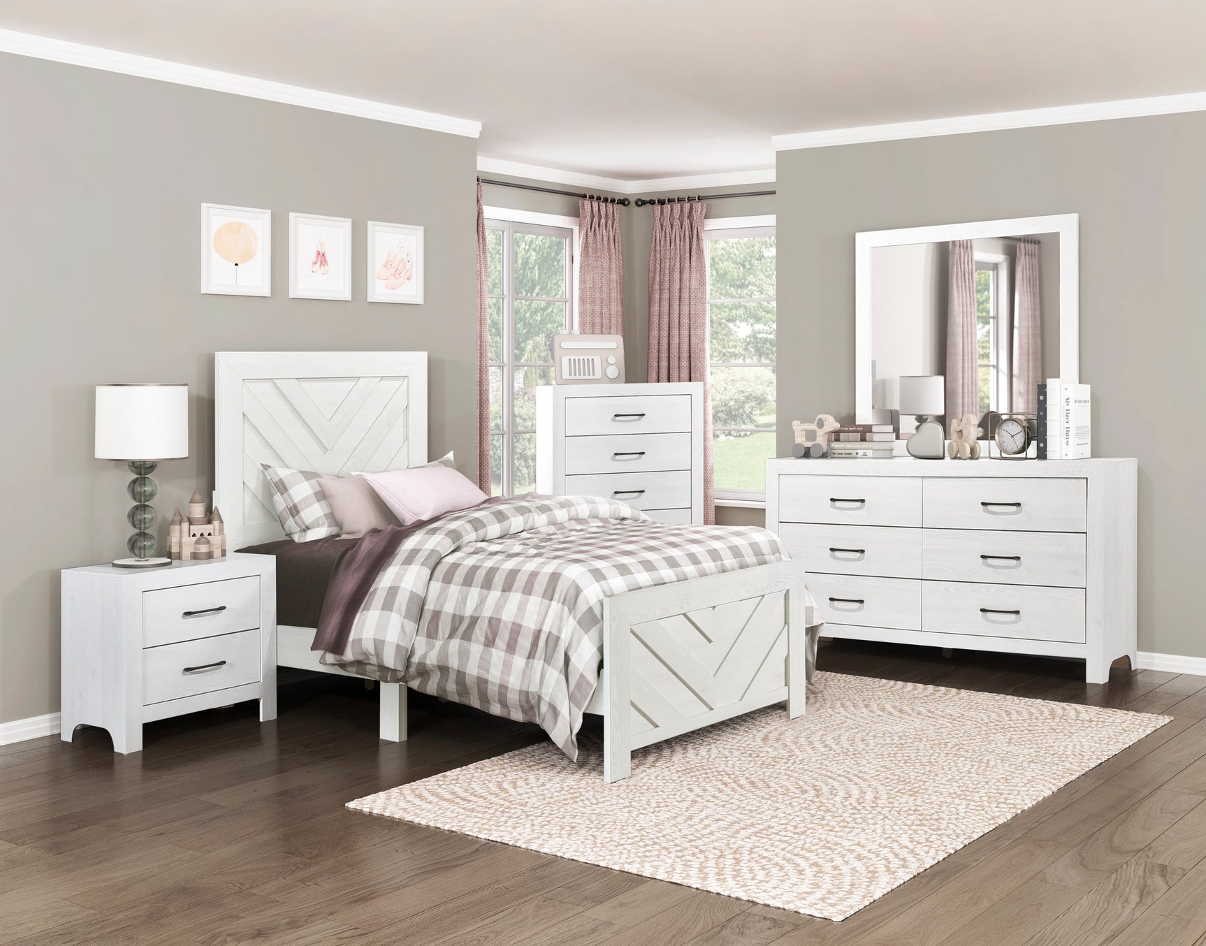 Corbin White 4-Piece Queen Bedroom Set (V-Pattern) - Ornate Home