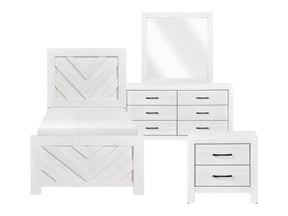 Corbin White 4-Piece Twin Bedroom Set (V-Pattern) - Ornate Home