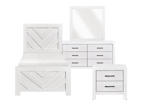 Corbin White 4-Piece Twin Bedroom Set (V-Pattern) - Ornate Home