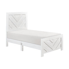 Corbin White 4-Piece Twin Bedroom Set (V-Pattern) - Ornate Home