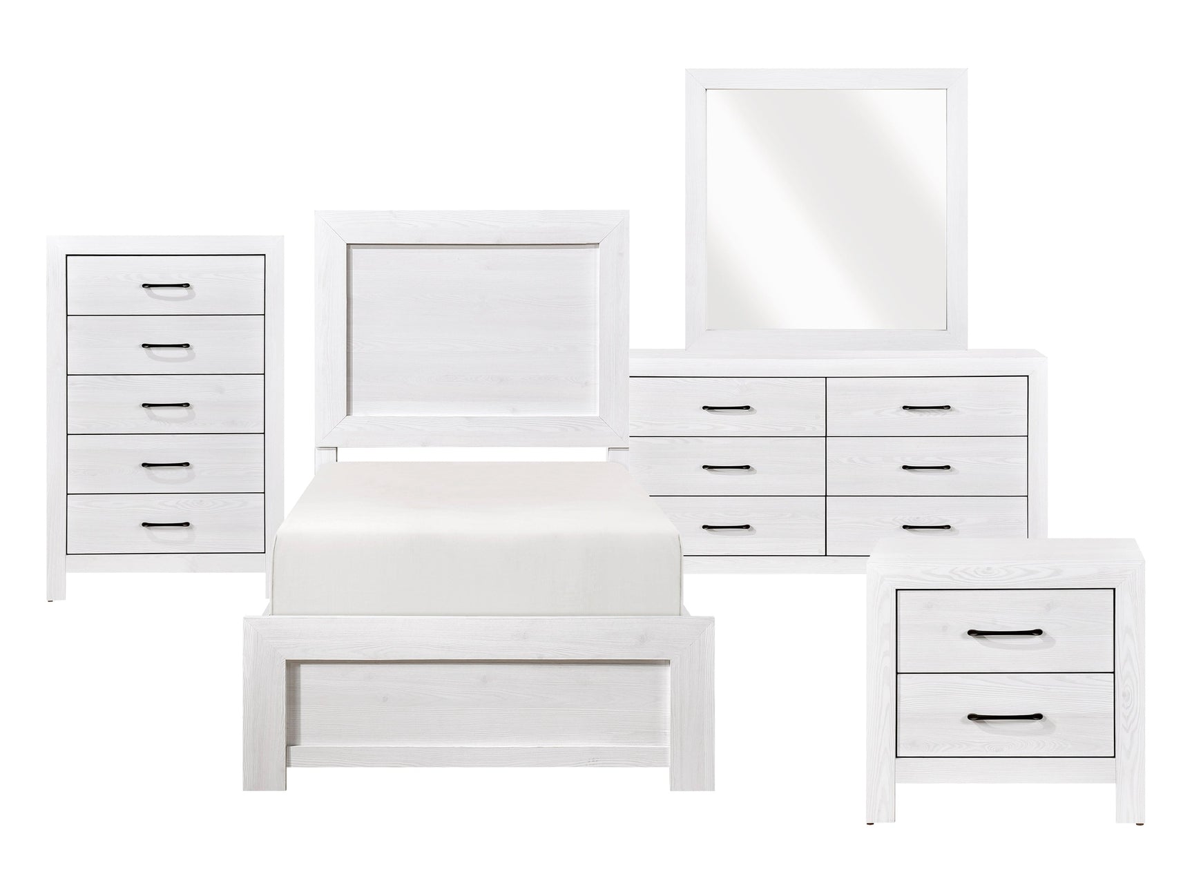 Corbin White 5-Piece Twin Bedroom Set - Ornate Home