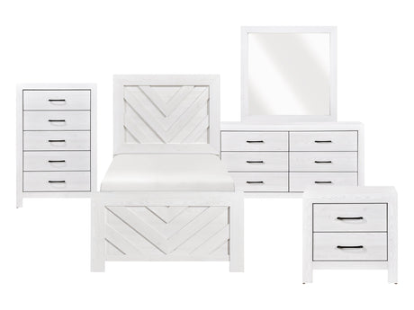 Corbin White 5-Piece Twin Bedroom Set (V-Pattern) - Ornate Home