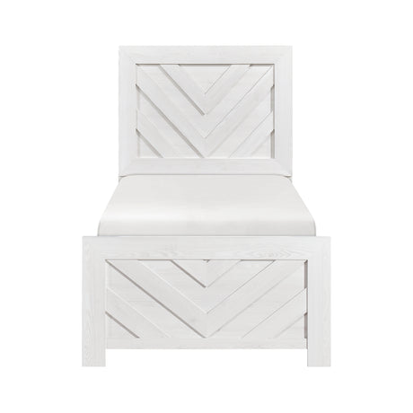 Corbin White 5-Piece Twin Bedroom Set (V-Pattern) - Ornate Home