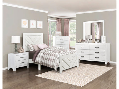 Corbin White 5-Piece Twin Bedroom Set (V-Pattern) - Ornate Home