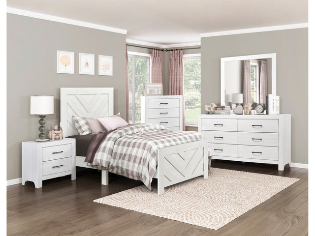 Corbin White 5-Piece Twin Bedroom Set (V-Pattern) - Ornate Home