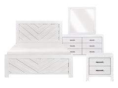 Corbin White V-Pattern 4-Piece Queen Bedroom Set - Ornate Home