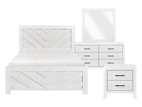 Corbin White V-Pattern 4-Piece Queen Bedroom Set - Ornate Home