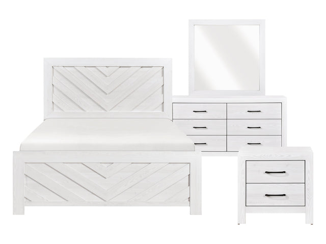 Corbin White V-Pattern 4-Piece Queen Bedroom Set - Ornate Home
